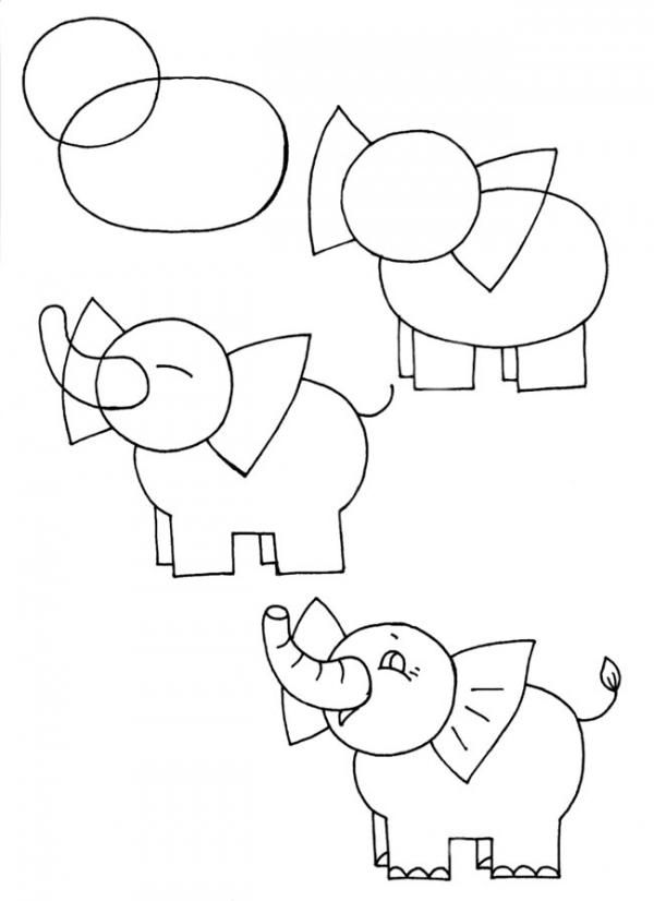 آموزش نقاشی برای کودکان (آموزش مرحله به مرحله نقاشی فیل)